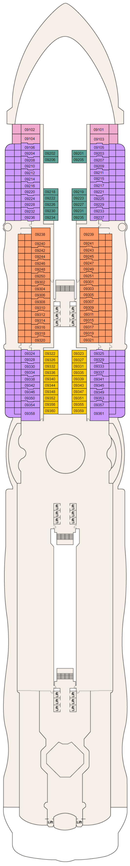 Deck plan for Deck 9