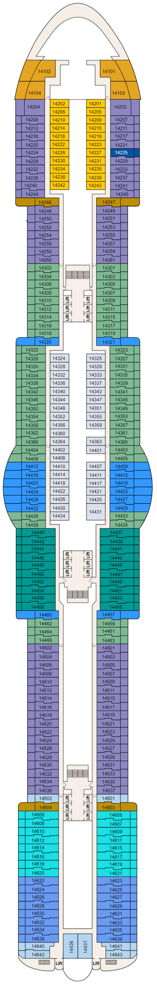 Deck plan for Deck 14