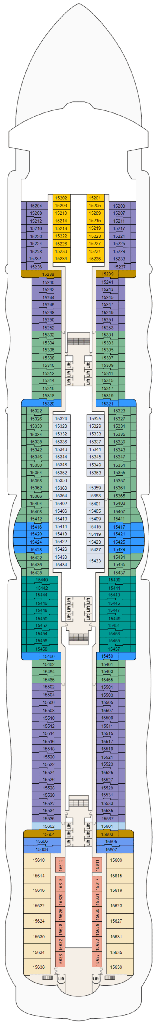 Deck plan for Deck 15