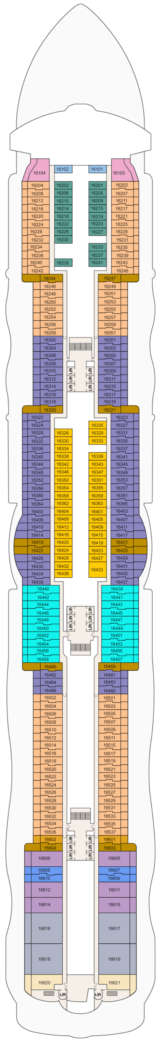 Deck plan for Deck 16