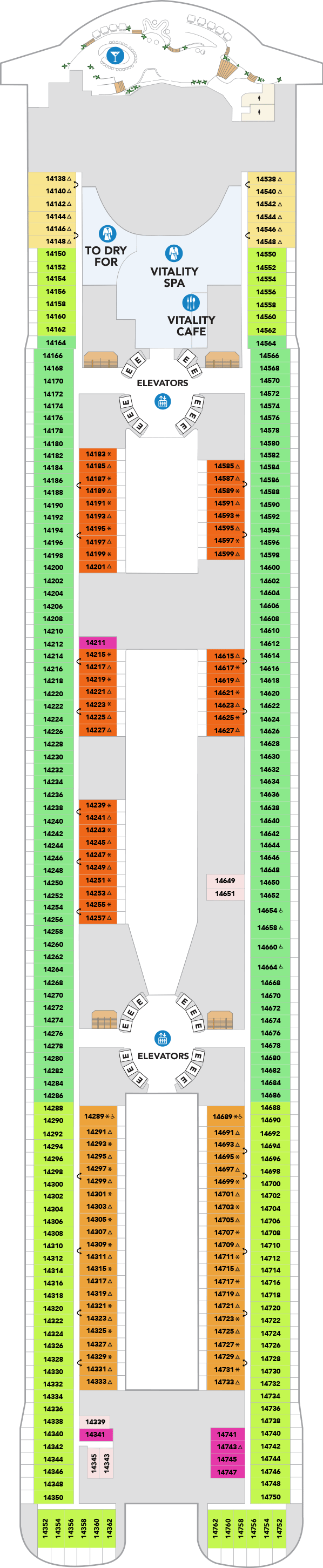 Deck plan for Deck 14
