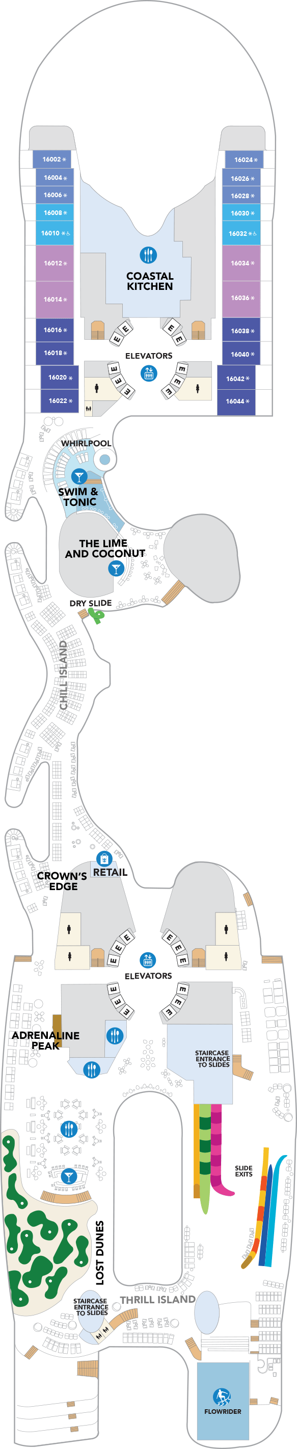 Deck plan for Deck 16