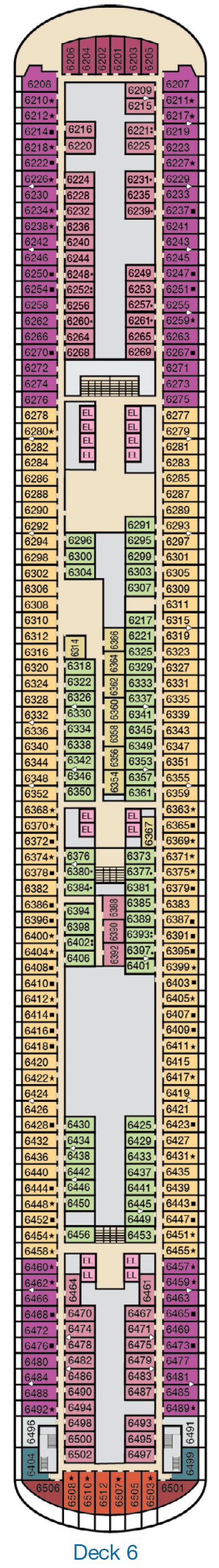 Deck plan for Deck 6
