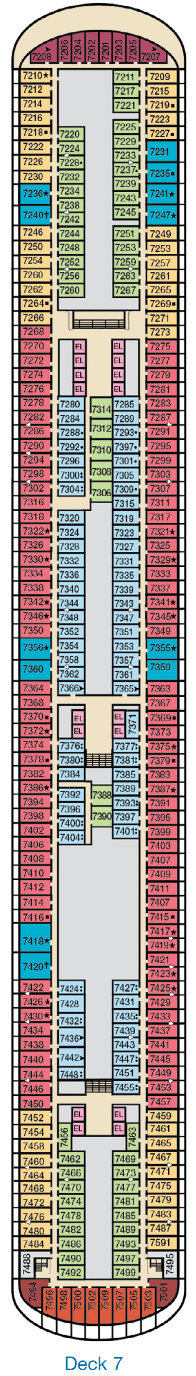 Deck plan for Deck 7