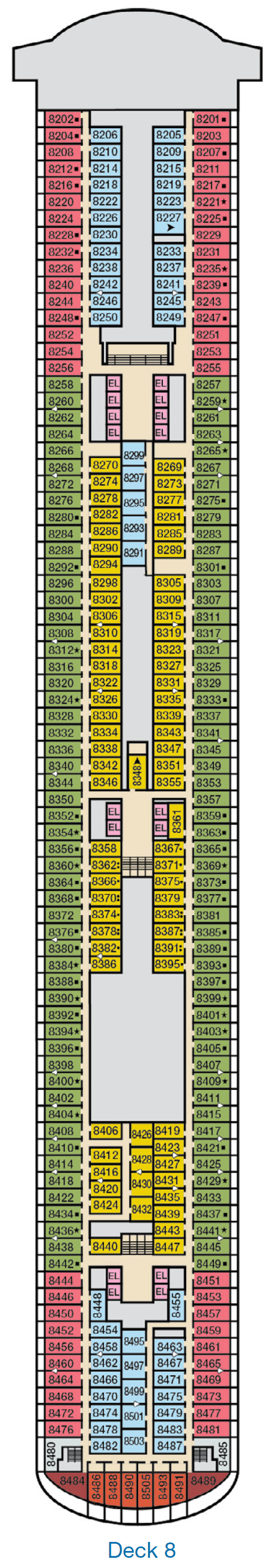 Deck plan for Deck 8