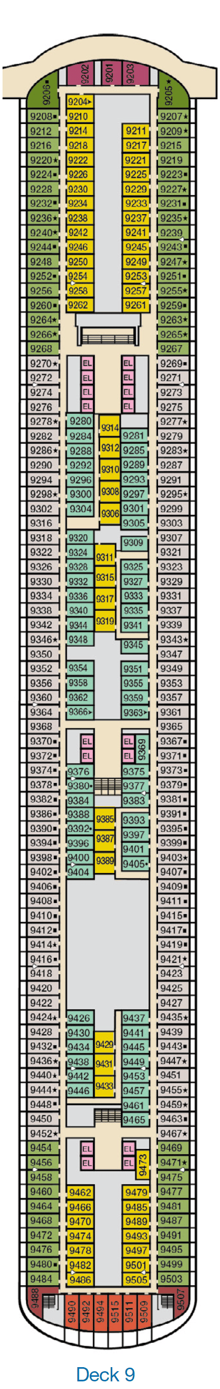 Deck plan for Deck 9