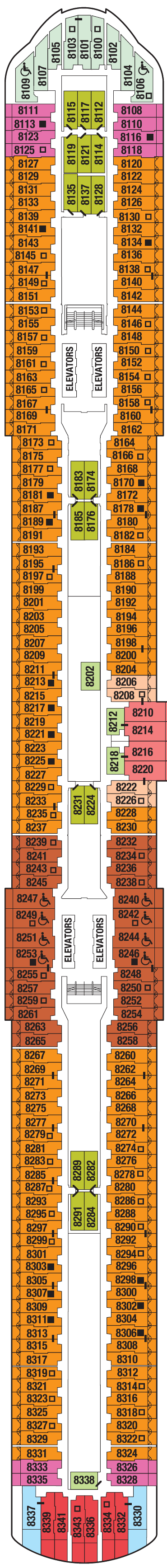 Deck plan for Deck 8