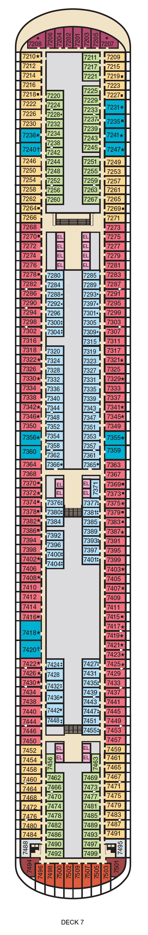 Deck plan for Deck 7
