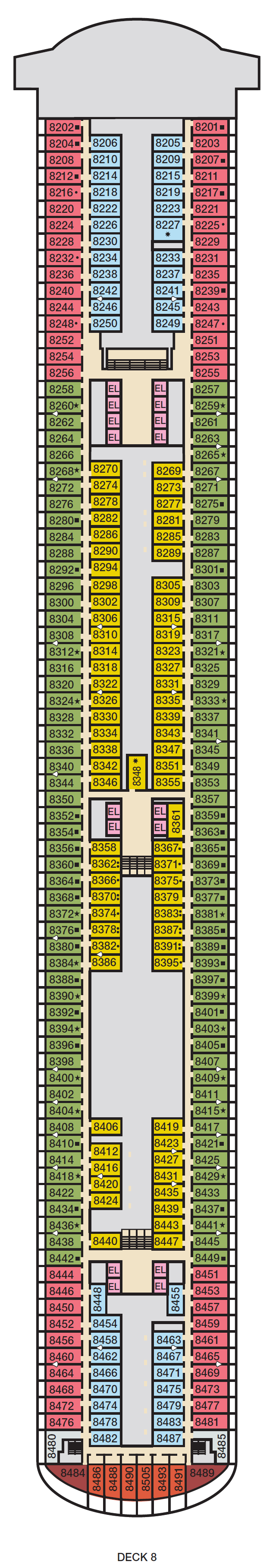 Deck plan for Deck 8