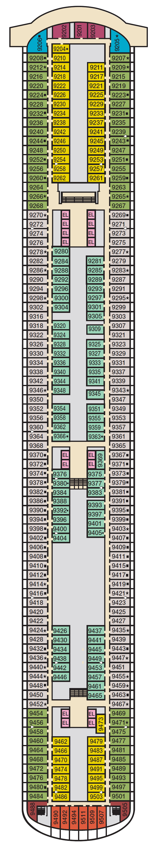 Deck plan for Deck 9