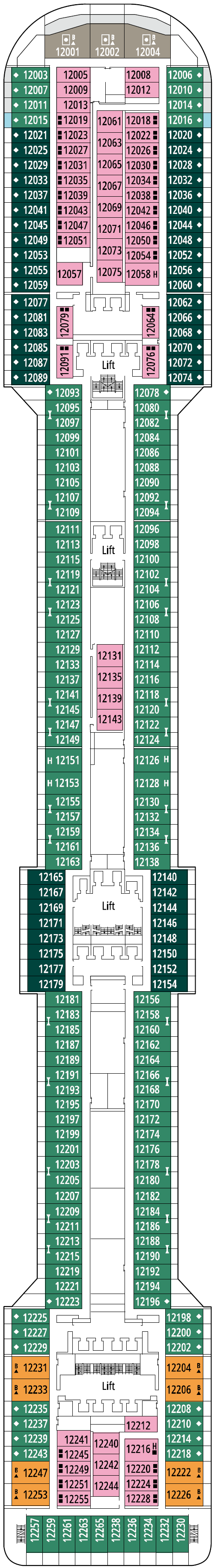 Deck plan for Deck 12 - Incanto