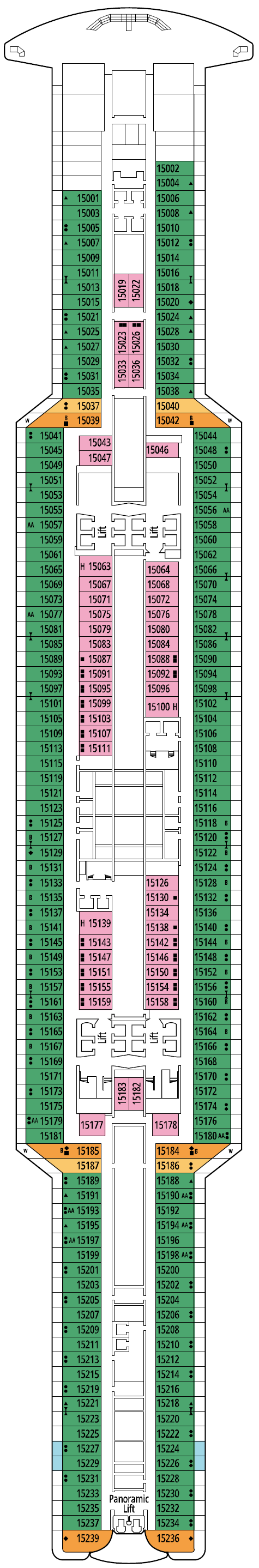 Deck plan for Deck 15 - Venice Beach