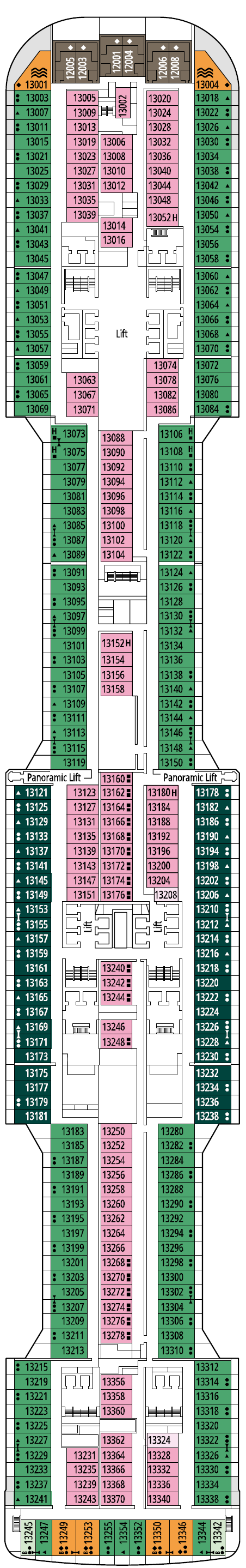 Deck plan for Deck 13 - Magnifica