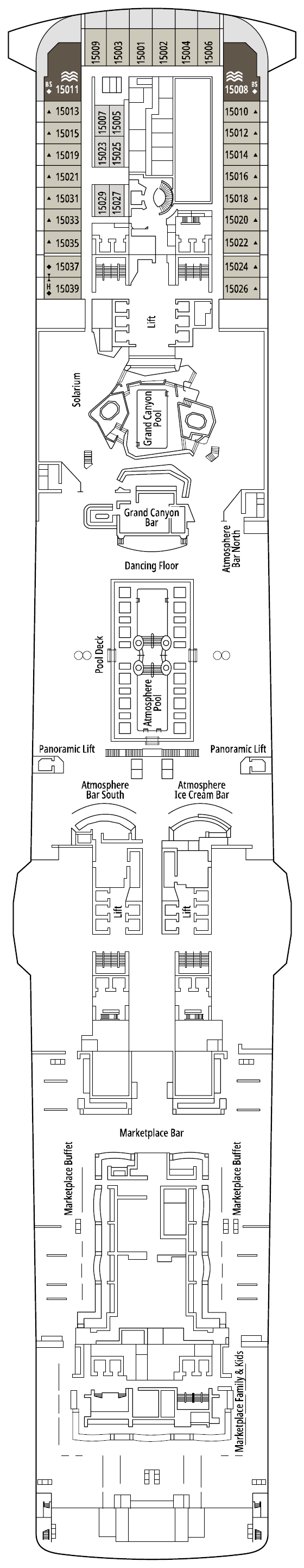 Deck plan for Deck 15 - Preziosa 