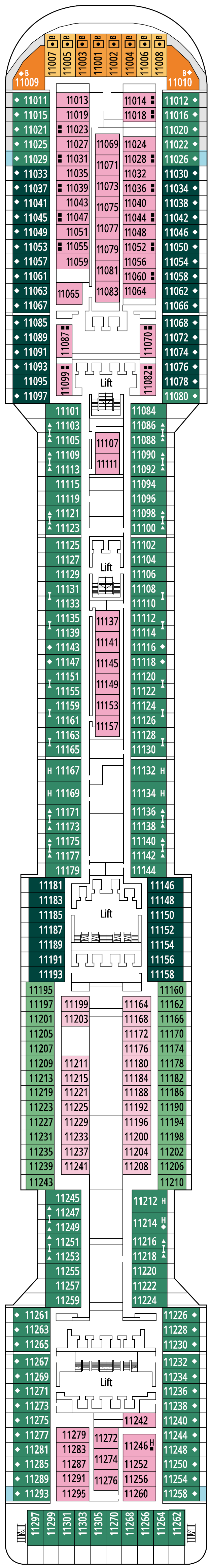 Deck plan for Deck 11 - Iride