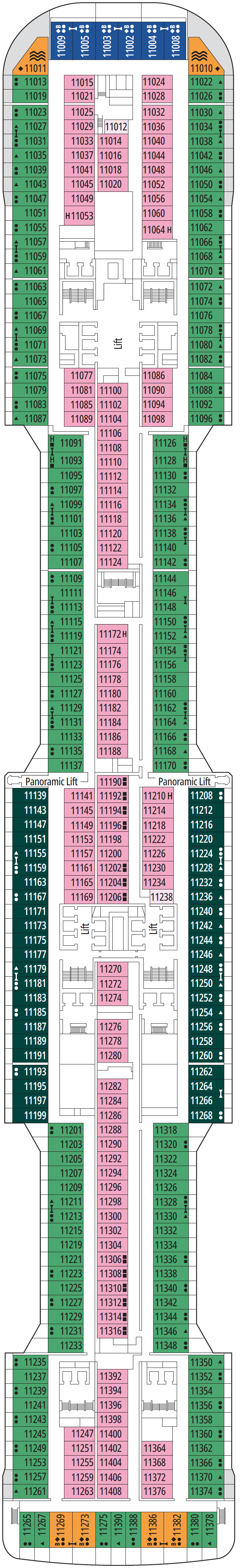 Deck plan for Deck 11 - Fantasia