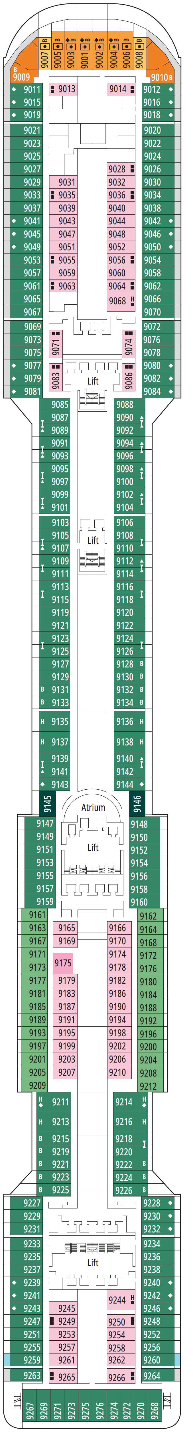 Deck plan for Deck 9 - Minerva