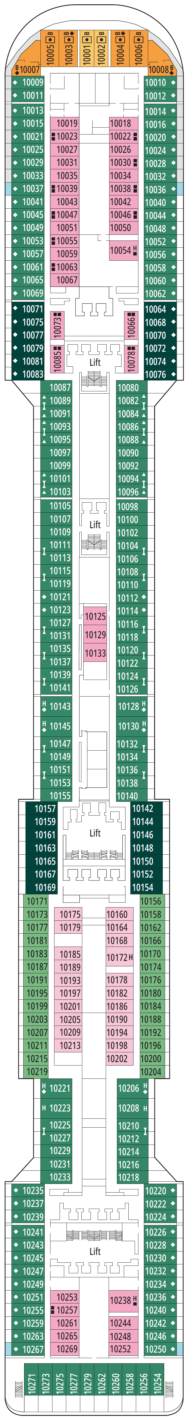 Deck plan for Deck 10 - Giunone