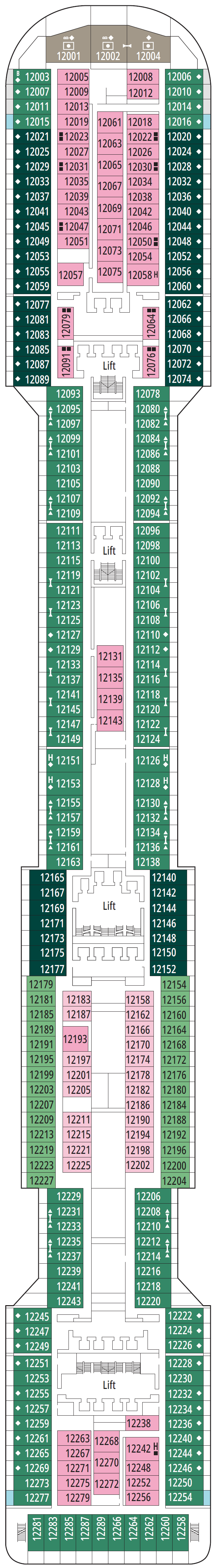 Deck plan for Deck 12 - Aurora