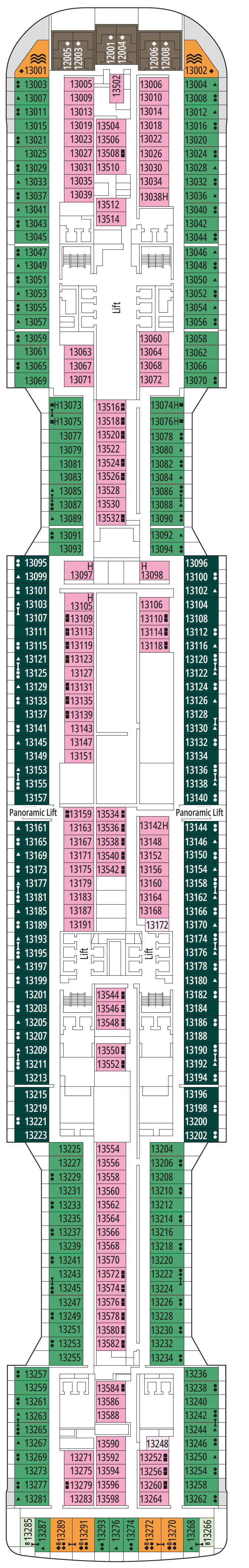 Deck plan for Deck 13