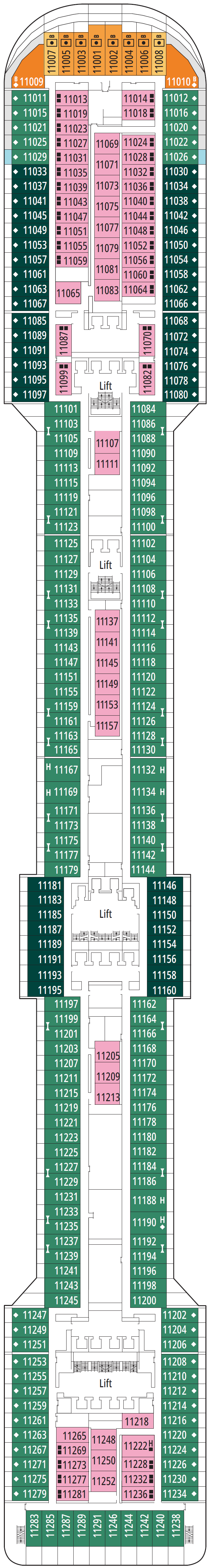 Deck plan for Deck 11 - Meraviglia
