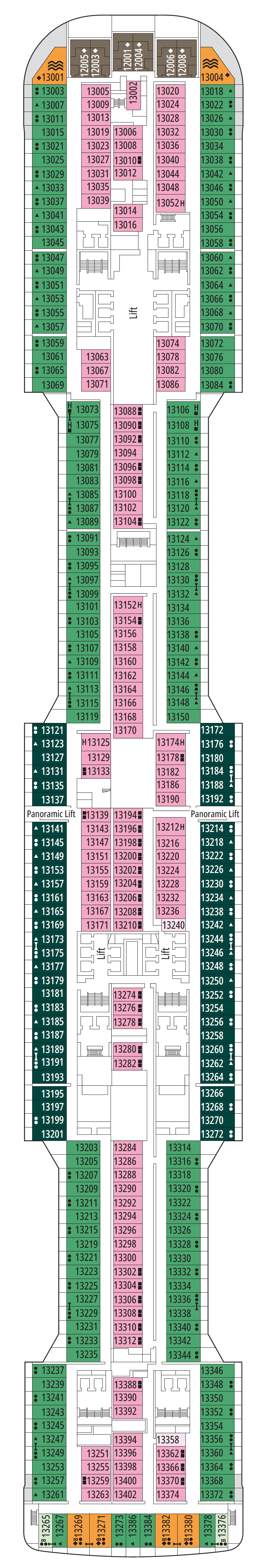 Deck plan for Deck 13 - Goya