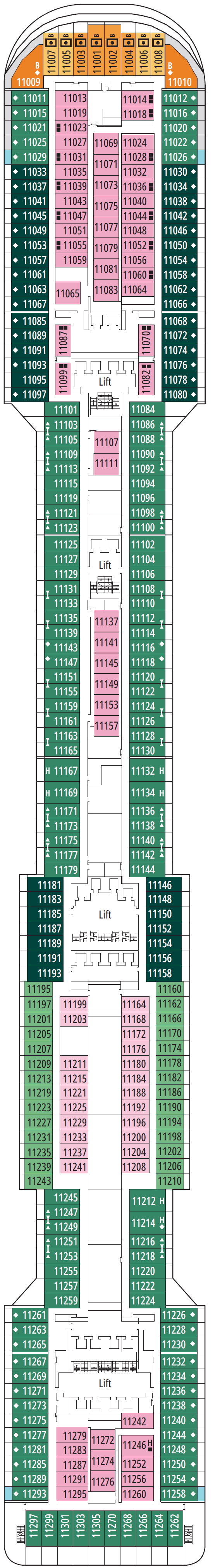 Deck plan for Deck 11 - Giada