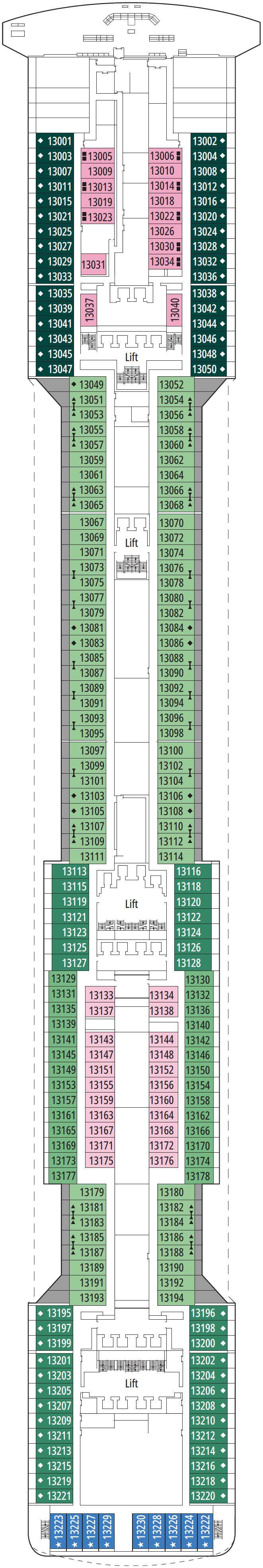 Deck plan for Deck 13 - Ametista