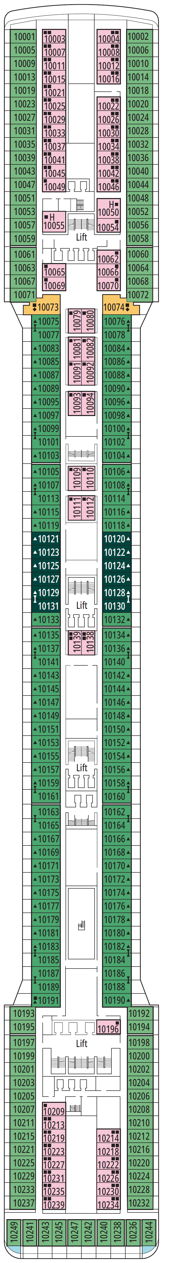 Deck plan for Deck 10 - Riccione