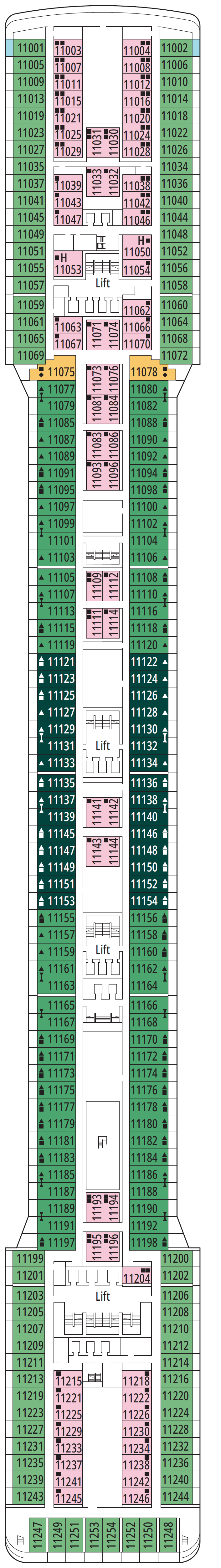 Deck plan for Deck 11 - Ischia