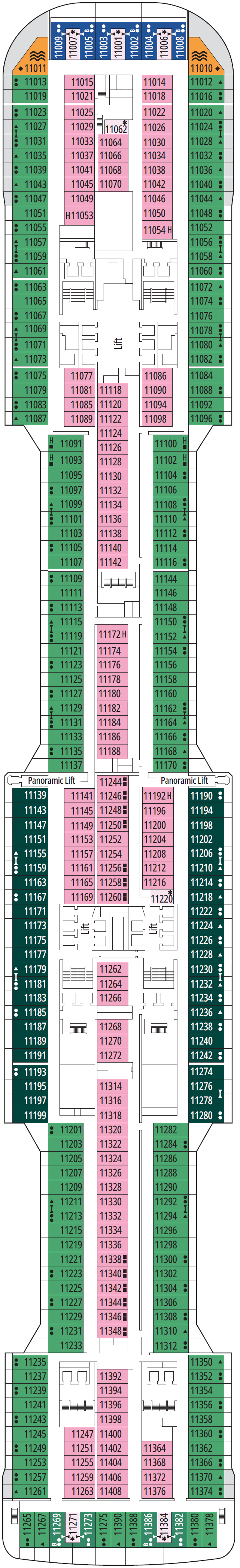 Deck plan for Deck 11 - Acropolis