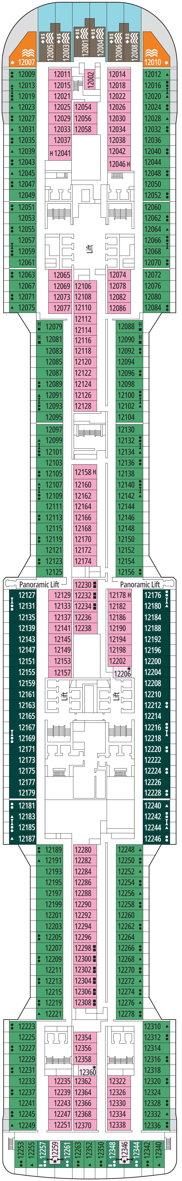 Deck plan for Deck 12 - Grand Canyon