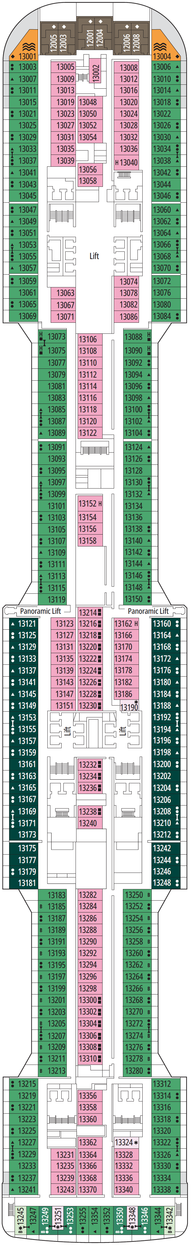 Deck plan for Deck 13 - Kiliminjaro