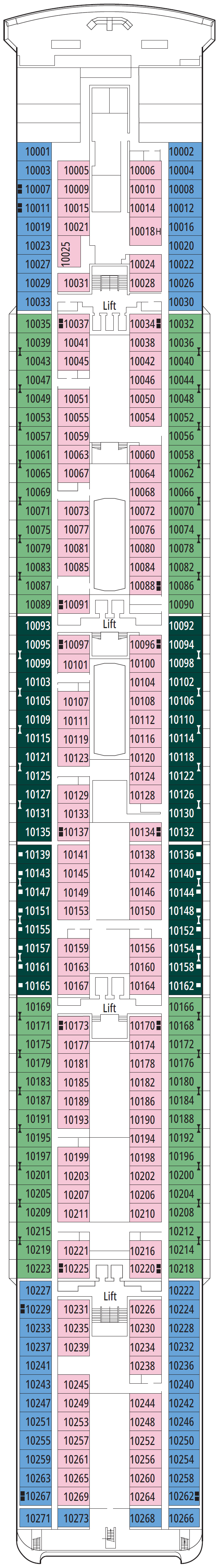 Deck plan for Deck 10 - Turandot