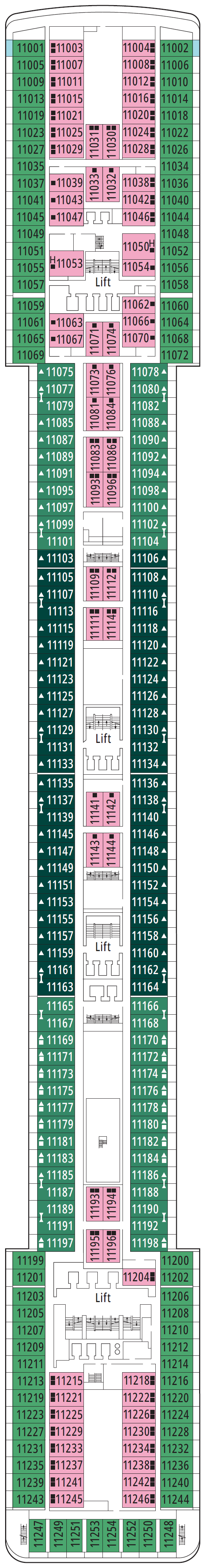 Deck plan for Deck 11 - Flauto