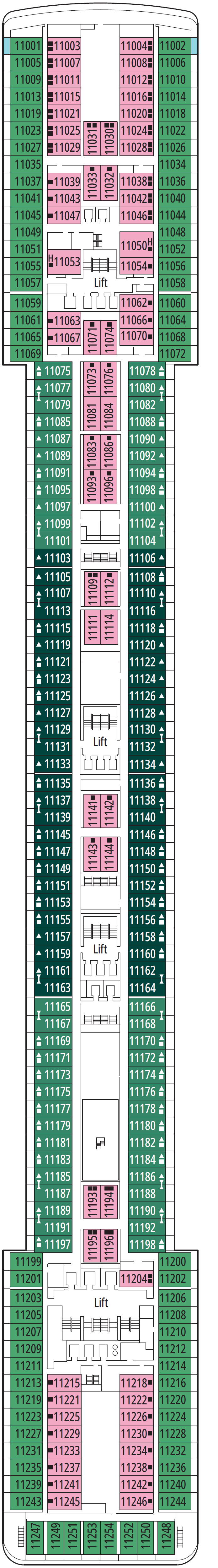 Deck plan for Deck 11 - D Annunzio