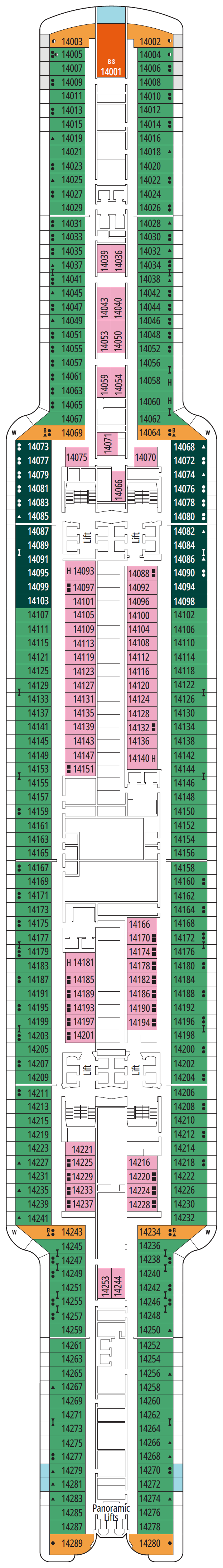 Deck plan for Deck 14