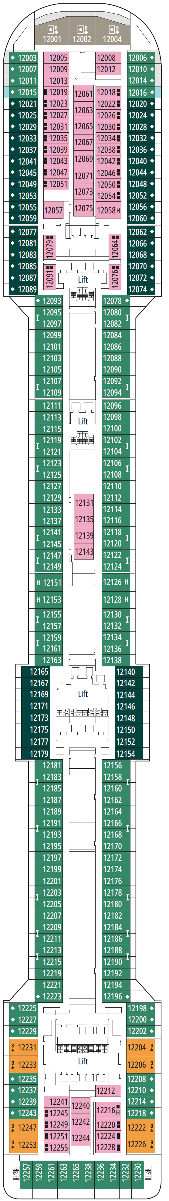 Deck plan for Deck 12 - De Chirico
