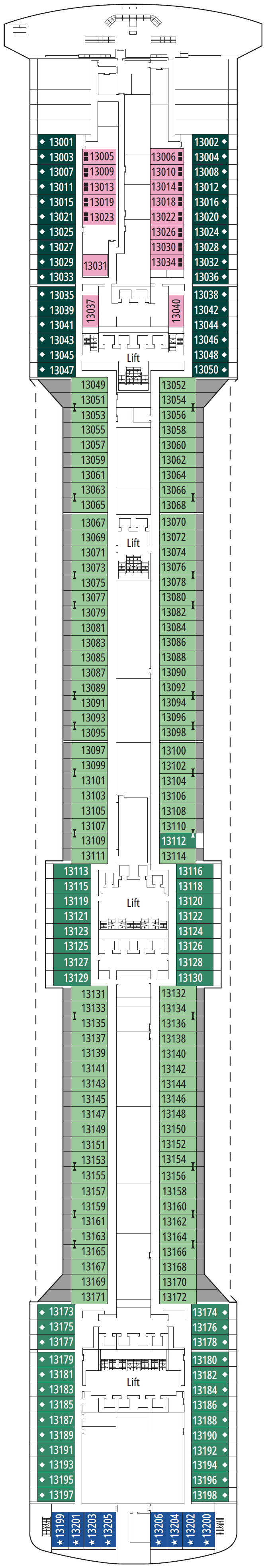 Deck plan for Deck 13 - Piero Della Francesca