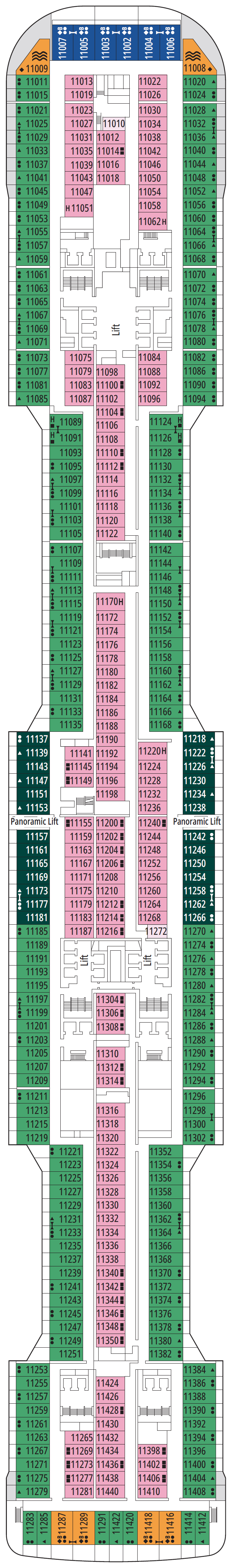 Deck plan for Deck 11 - Puccini