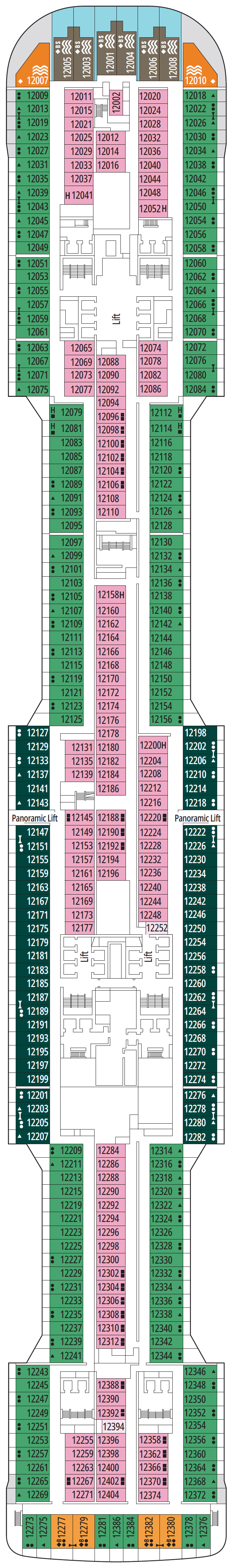 Deck plan for Deck 12 - Paganini