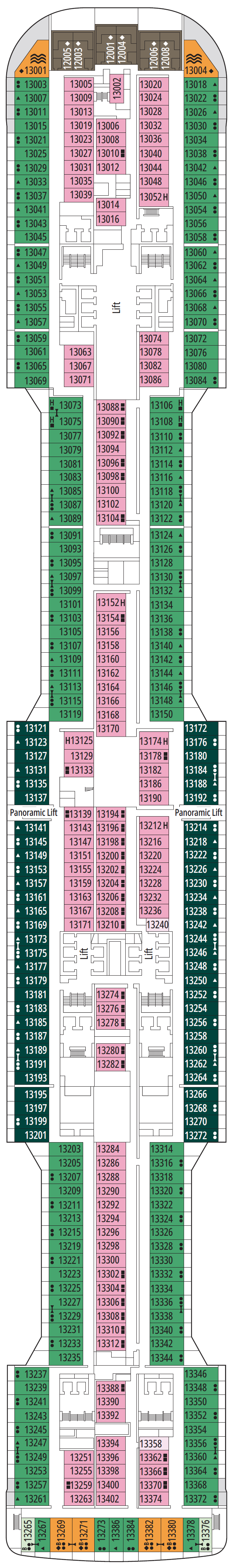 Deck plan for Deck 13 - Bizet