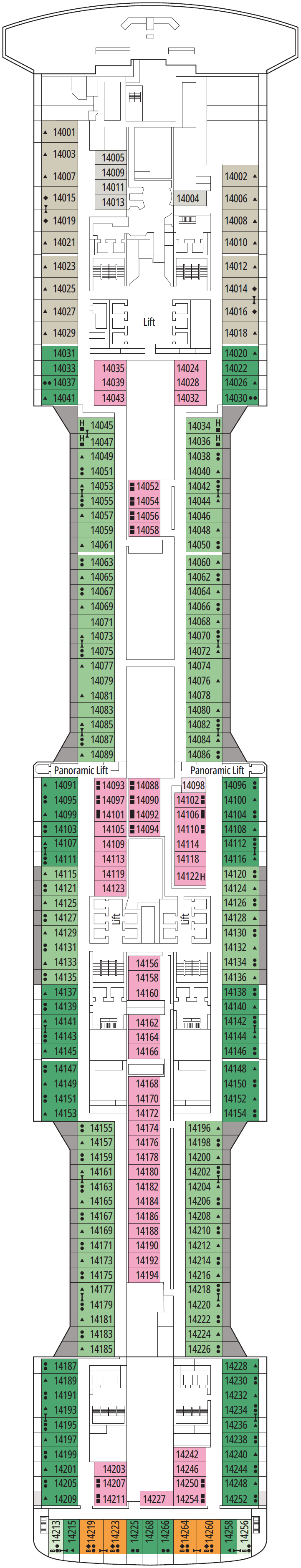 Deck plan for Deck 14 - Divina