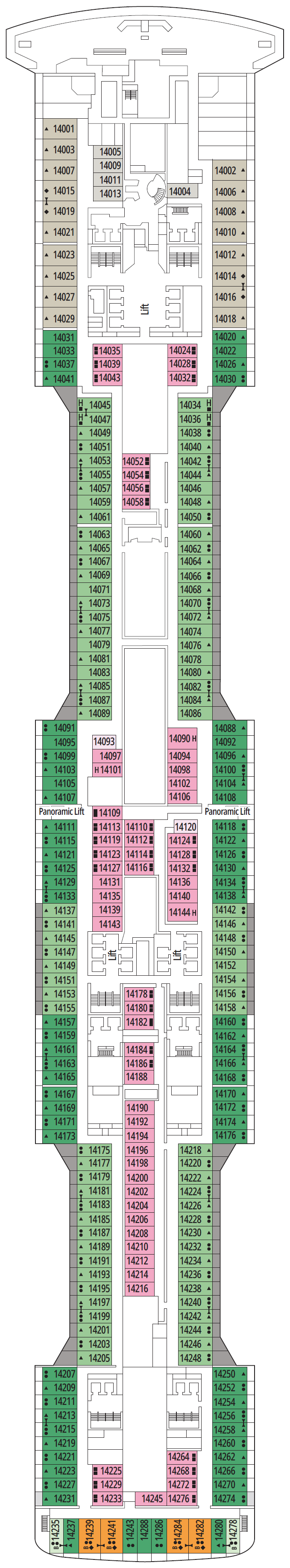 Deck plan for Deck 14 - Magritte