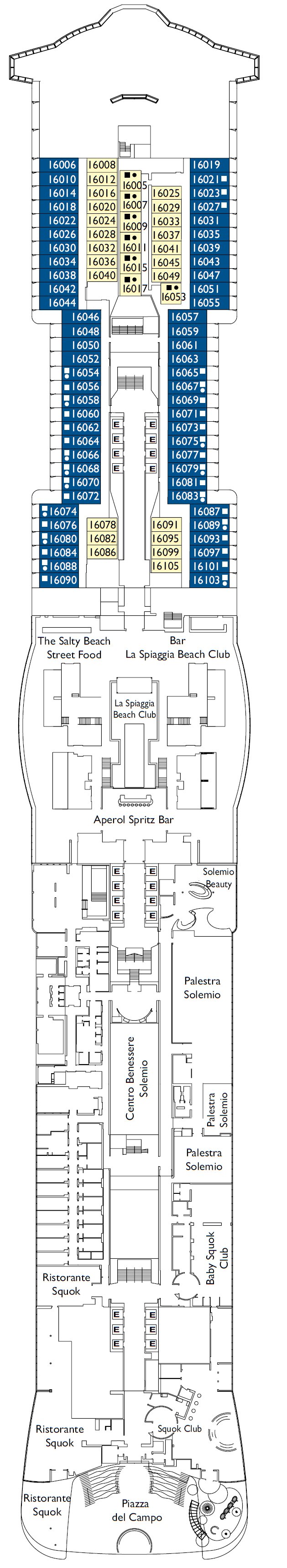 Deck plan for Deck 16 Lucca