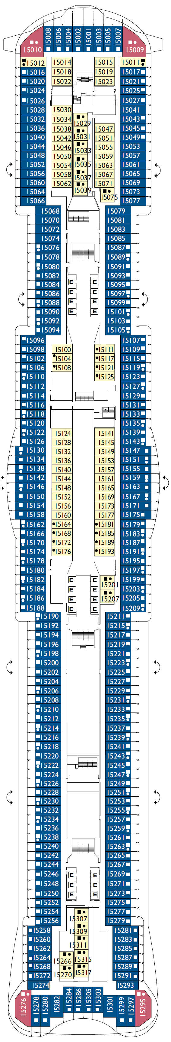 Deck plan for DECK 15 MILANO 