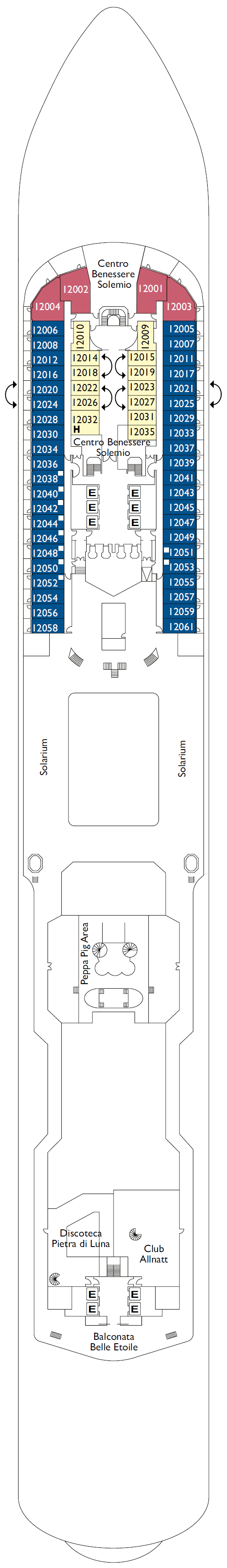 Deck plan for DECK 12 Stell D'Africa