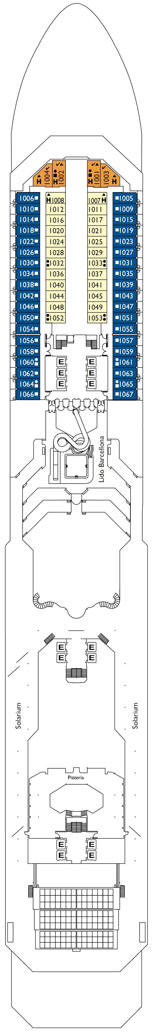 Deck plan for Deck 10 Barcelona