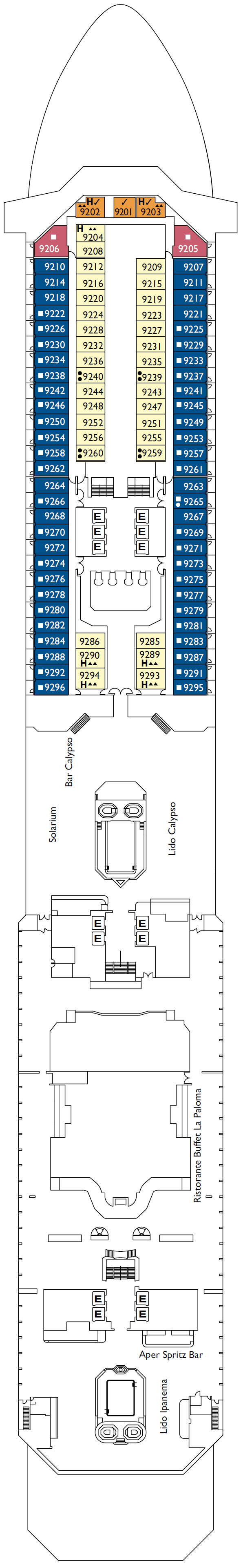 Deck plan for Deck 09 Azzurro