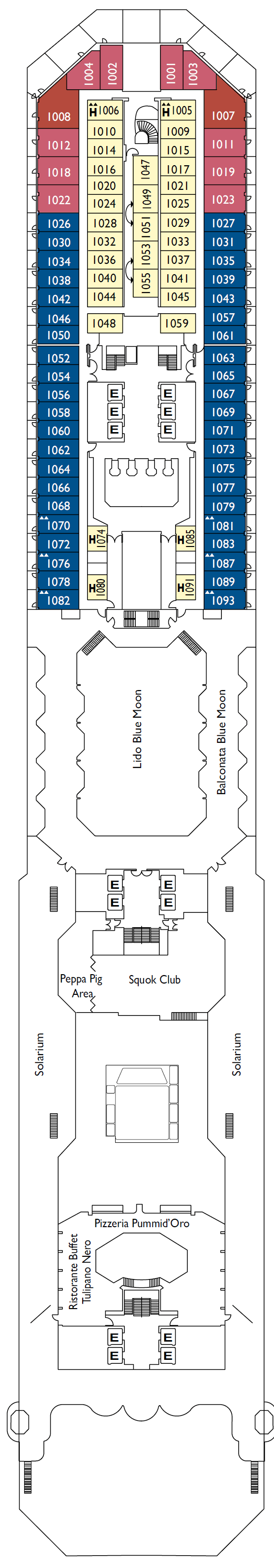 Deck plan for Deck 10 Turandot